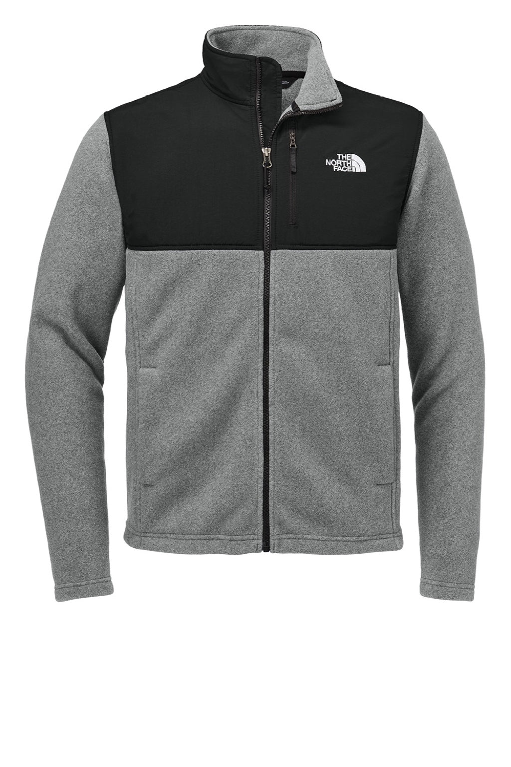 The North Face NF0A8BUQ Mens Highest Peak Fleece Full Zip Jacket Heather Medium Grey/Black Flat Front