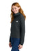 The North Face NF0A8BUT Womens Double Knit Full Zip Hooded Sweatshirt Hoodie w/ Pockets Asphalt Grey Model Side