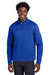 The North Face NF0A8ENJ Mens Aim Fleece 1/4 Zip Sweatshirt Blue Model Front