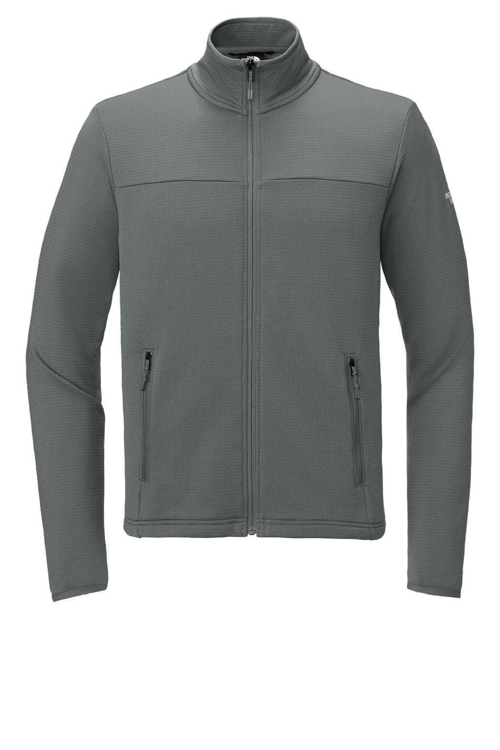 The North Face NF0A8ENK Mens Aim Fleece Full Zip Jacket Smoked Pearl Grey Flat Front