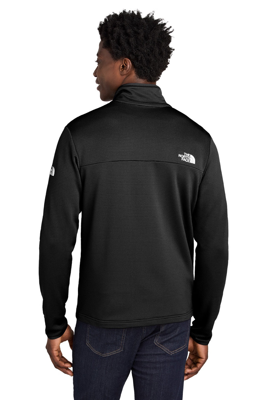The North Face NF0A8ENK Mens Aim Fleece Full Zip Jacket Black Model Back