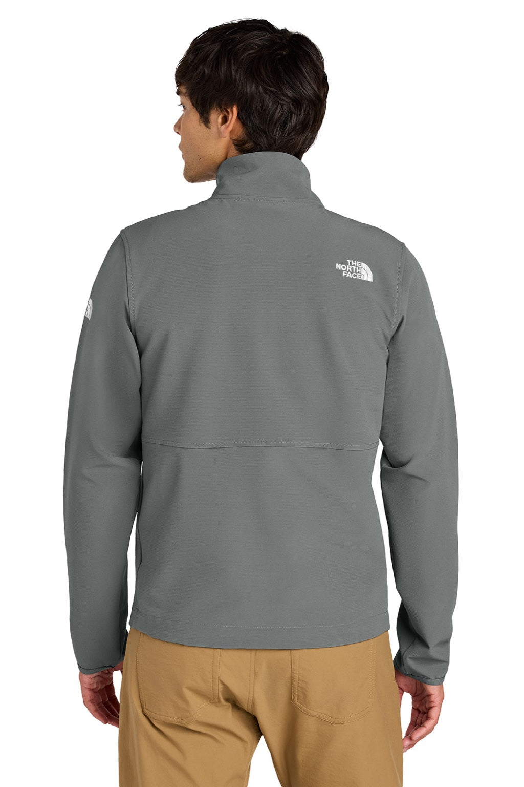 The North Face NF0A8ENN Mens Edge Stretch Wind & Water Resistant Full Zip Soft Shell Jacket Smoked Pearl Grey Model Back