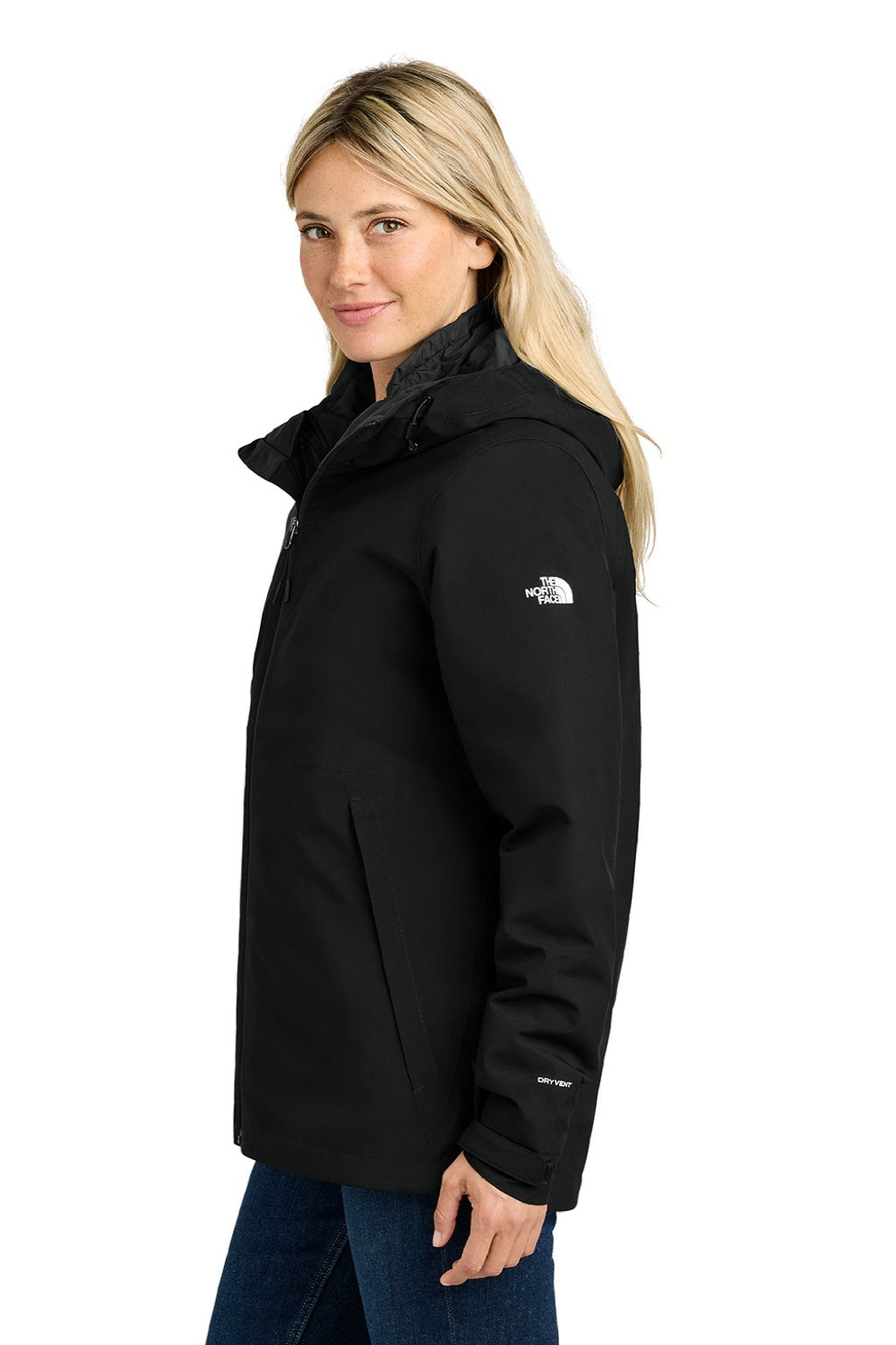 The North Face NF0A8FQG Womens Castle Valley Triclimate Full Zip 3 in 1 Jacket Black Model Side