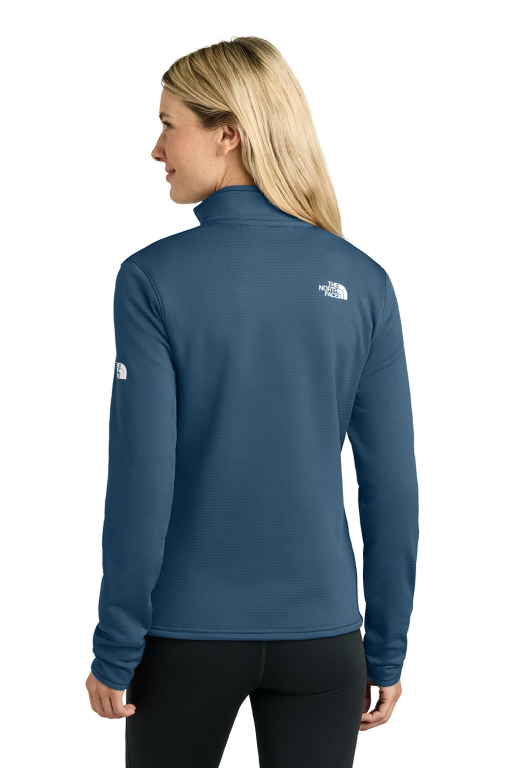 The North Face NF0A8FQJ Womens Aim Full Zip Fleece Jacket Shady Blue Model Back