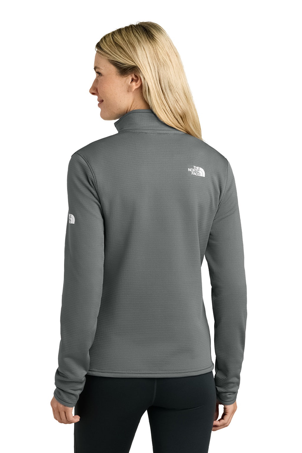 The North Face NF0A8FQJ Womens Aim Full Zip Fleece Jacket Smoked Pearl Grey Model Back