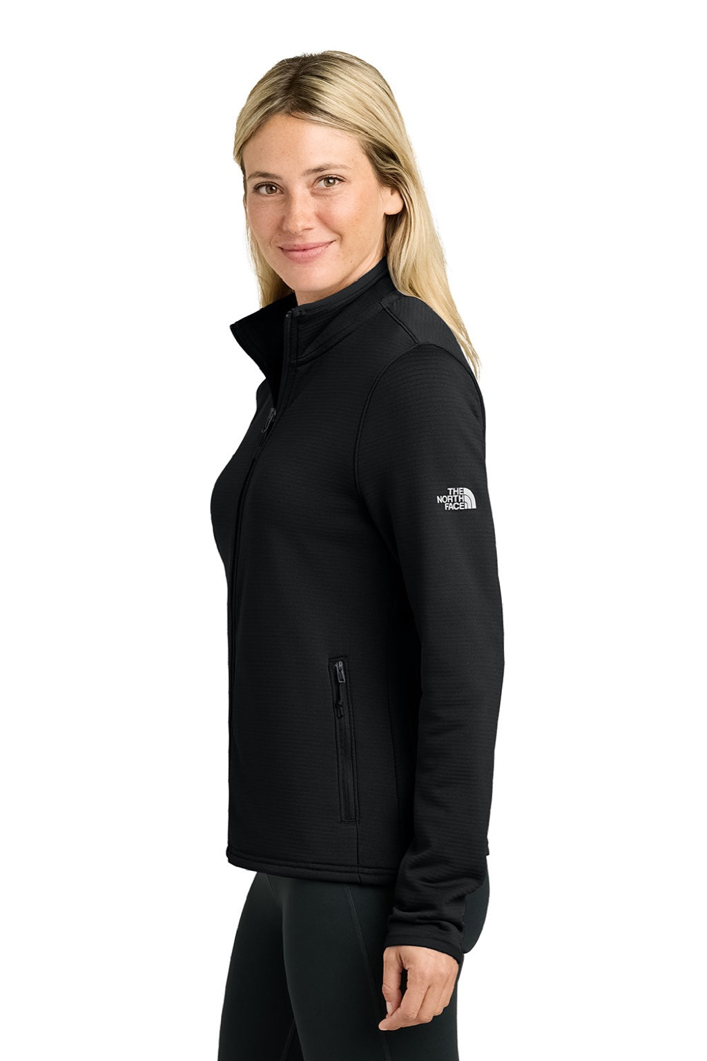 The North Face NF0A8FQJ Womens Aim Full Zip Fleece Jacket Black Model Side