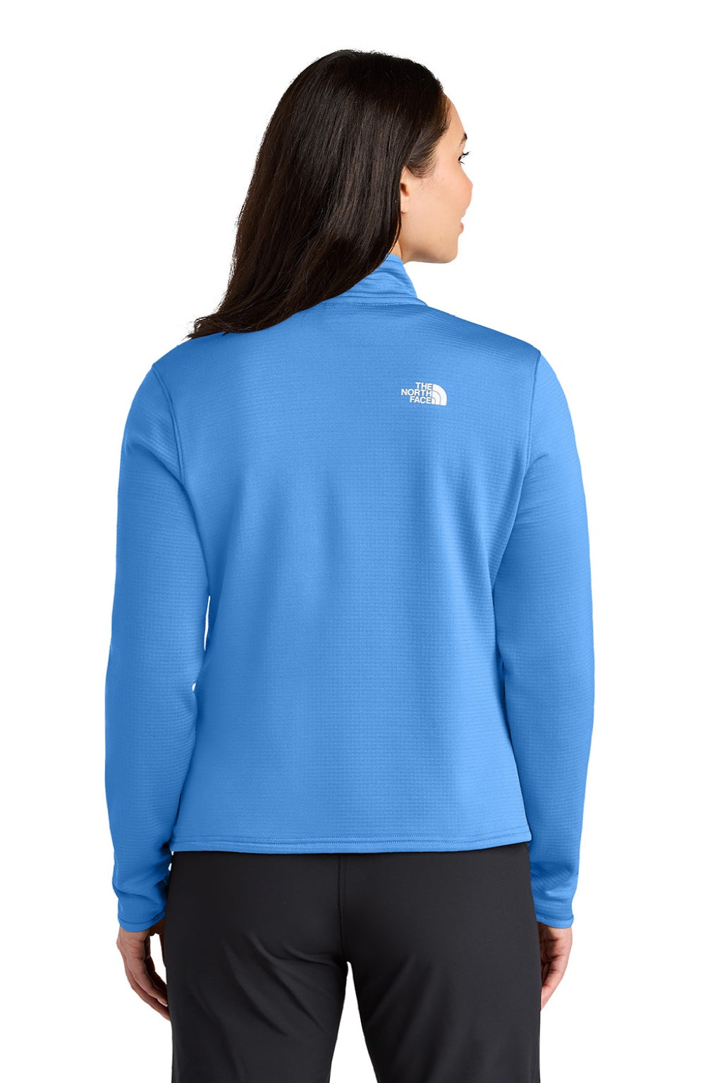 The North Face NF0A8FQK Womens Aim 1/4 Zip Fleece Sweatshirt Marina Blue Model Back