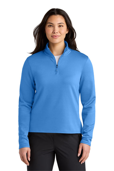 The North Face NF0A8FQK Womens Aim 1/4 Zip Fleece Sweatshirt Marina Blue Model Front
