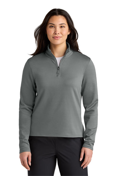 The North Face NF0A8FQK Womens Aim 1/4 Zip Fleece Sweatshirt Smoked Pearl Grey Model Front