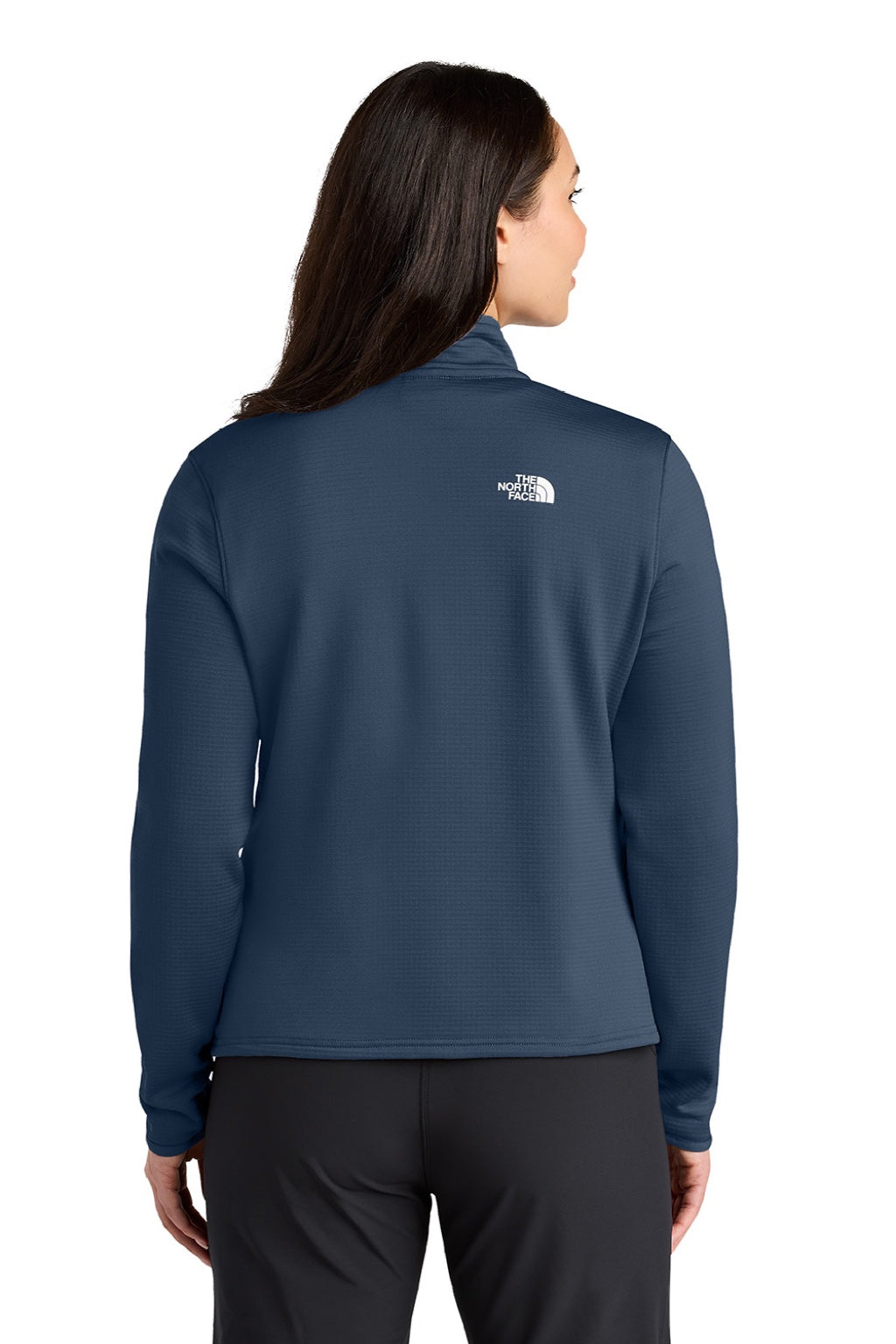 The North Face NF0A8FQK Womens Aim 1/4 Zip Fleece Sweatshirt Summit Navy Blue Model Back