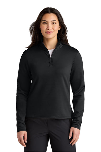 The North Face NF0A8FQK Womens Aim 1/4 Zip Fleece Sweatshirt Black Model Front