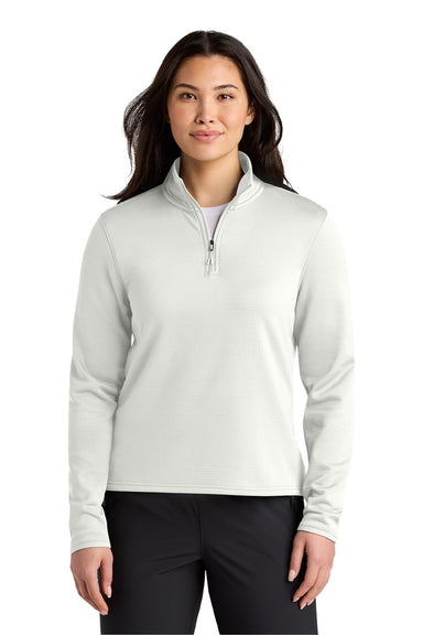 The North Face NF0A8FQK Womens Aim 1/4 Zip Fleece Sweatshirt Dune White Model Front