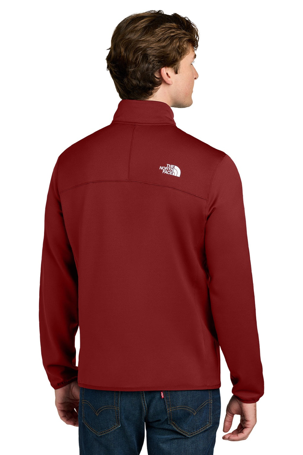 The North Face NF0A8FQN Mens Dove Creek Full Zip Fleece Jacket Cardinal Red Model Back