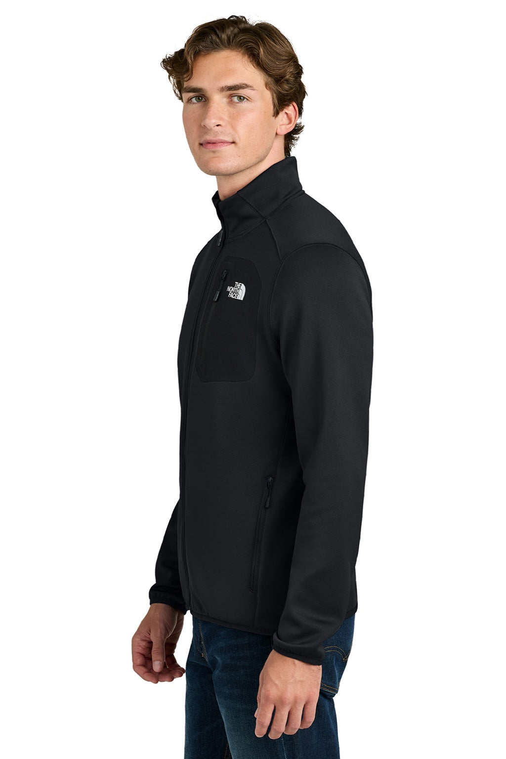 The North Face NF0A8FQN Mens Dove Creek Full Zip Fleece Jacket Black Model Side