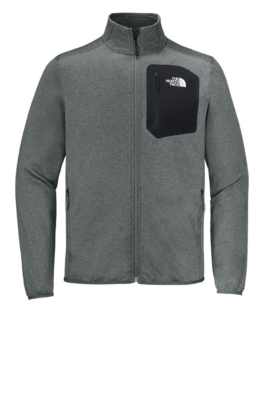 The North Face NF0A8FQN Mens Dove Creek Full Zip Fleece Jacket Heather Medium Grey Flat Front