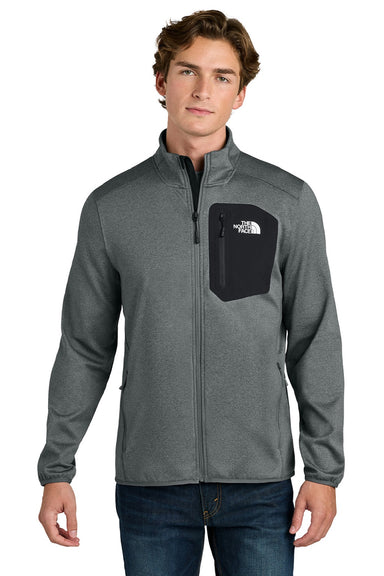 The North Face NF0A8FQN Mens Dove Creek Full Zip Fleece Jacket Heather Medium Grey Model Front