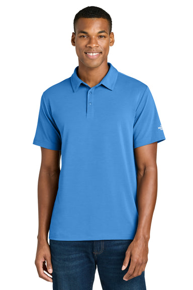 The North Face NF0A8GE0 Mens Canyon Crest Short Sleeve Polo Shirt Marina Blue Model Front