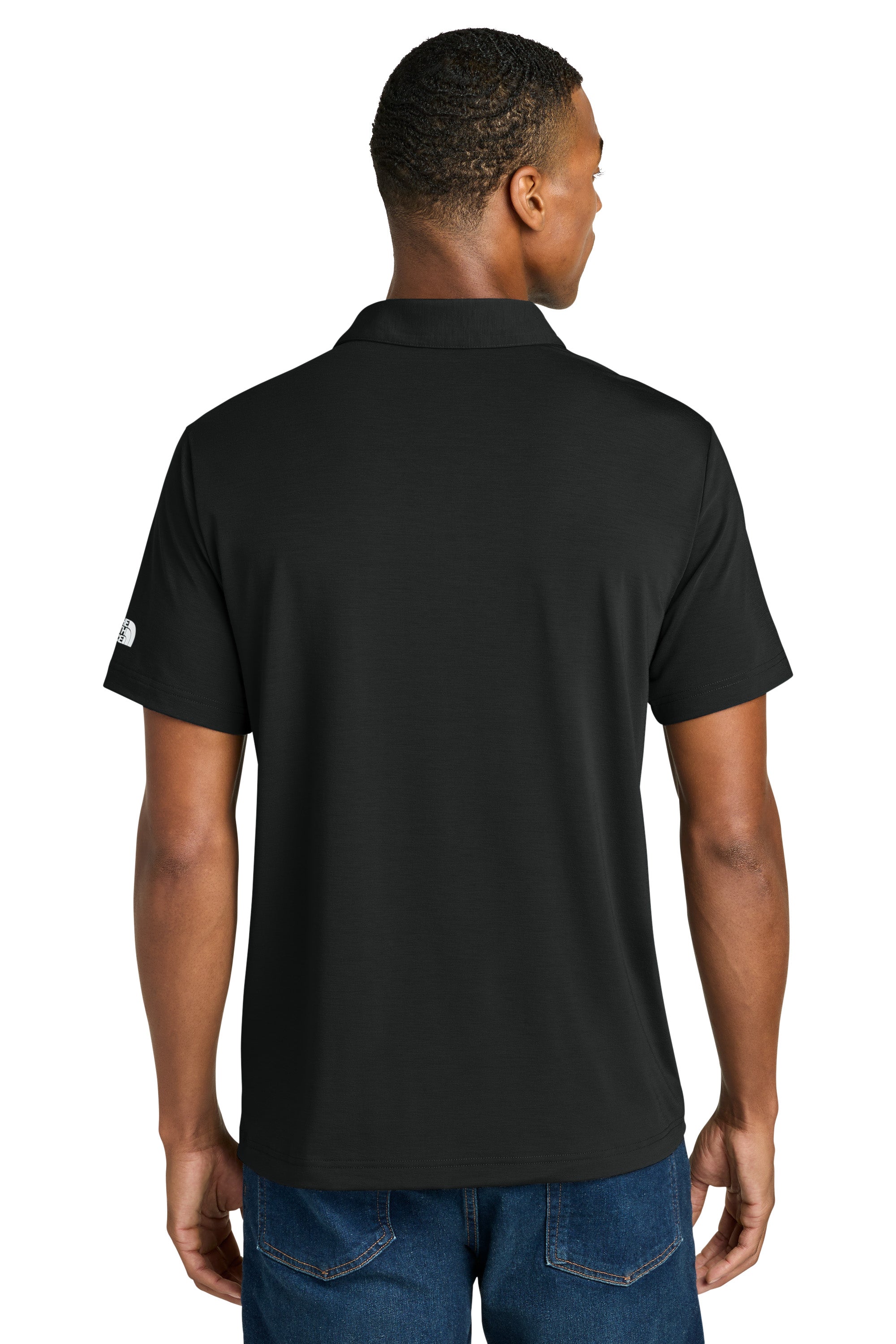 The North Face NF0A8GE0 Mens Canyon Crest Short Sleeve Polo Shirt Black Model Back