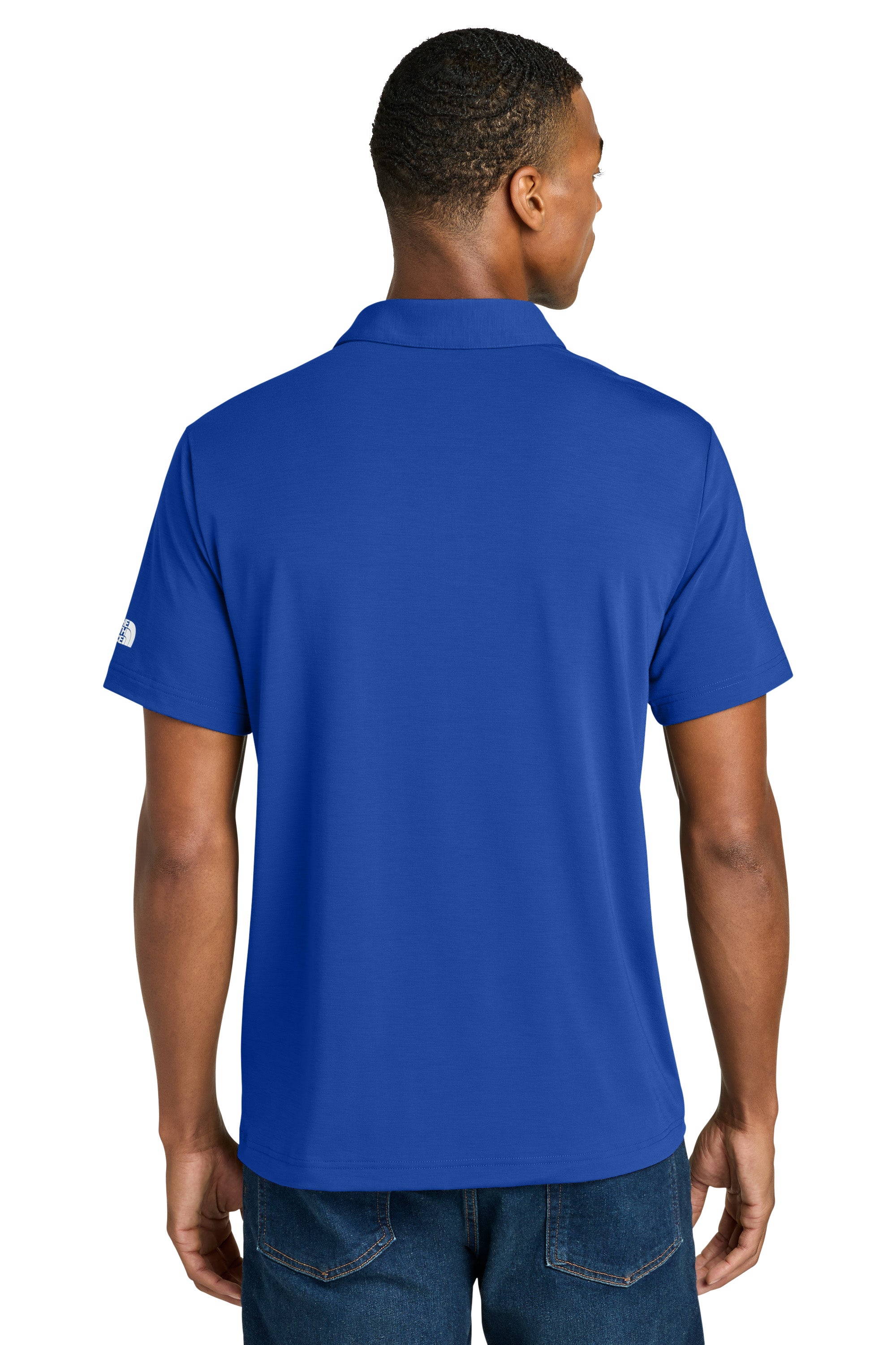 The North Face NF0A8GE0 Mens Canyon Crest Short Sleeve Polo Shirt Blue Model Back