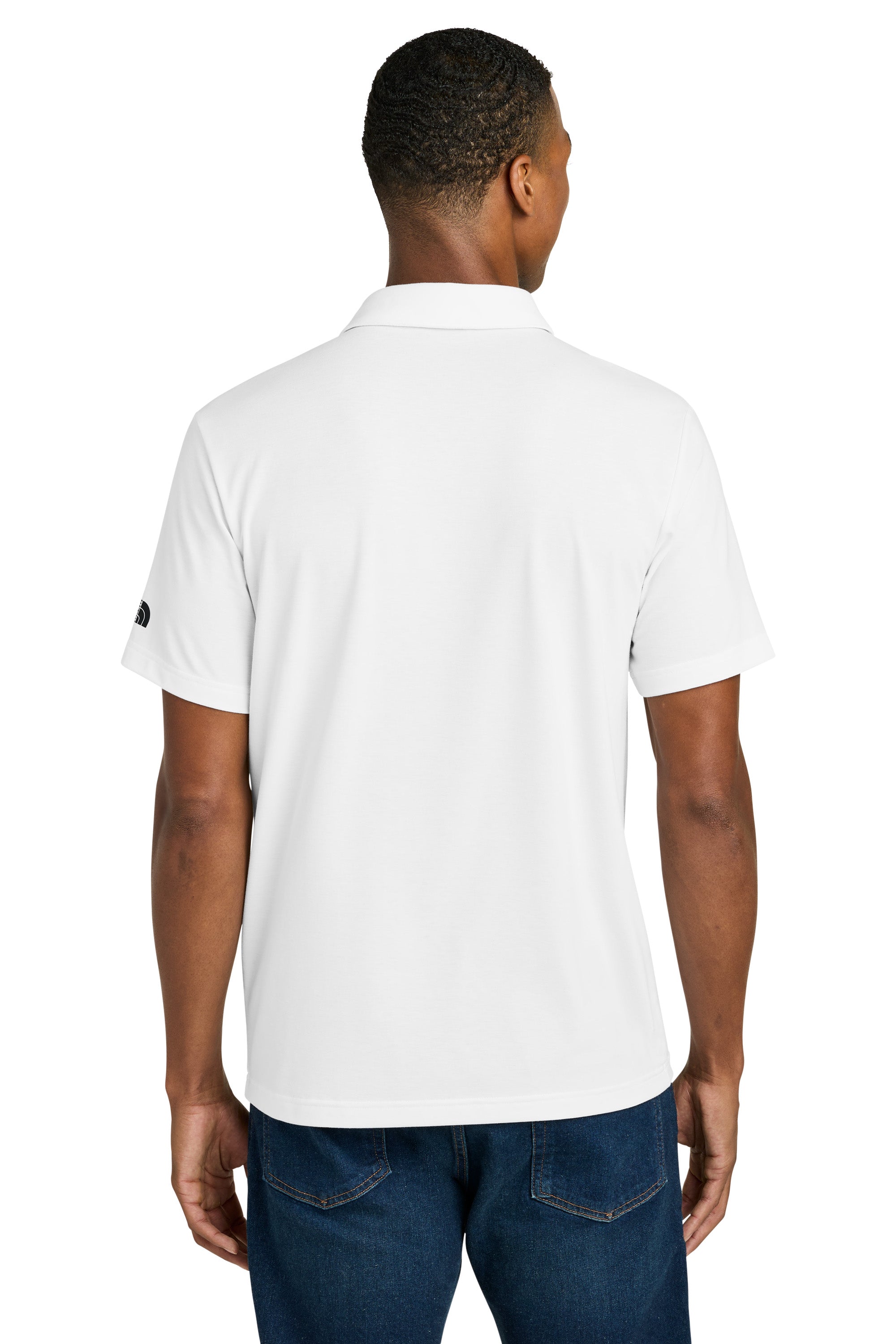 The North Face NF0A8GE0 Mens Canyon Crest Short Sleeve Polo Shirt White Model Back