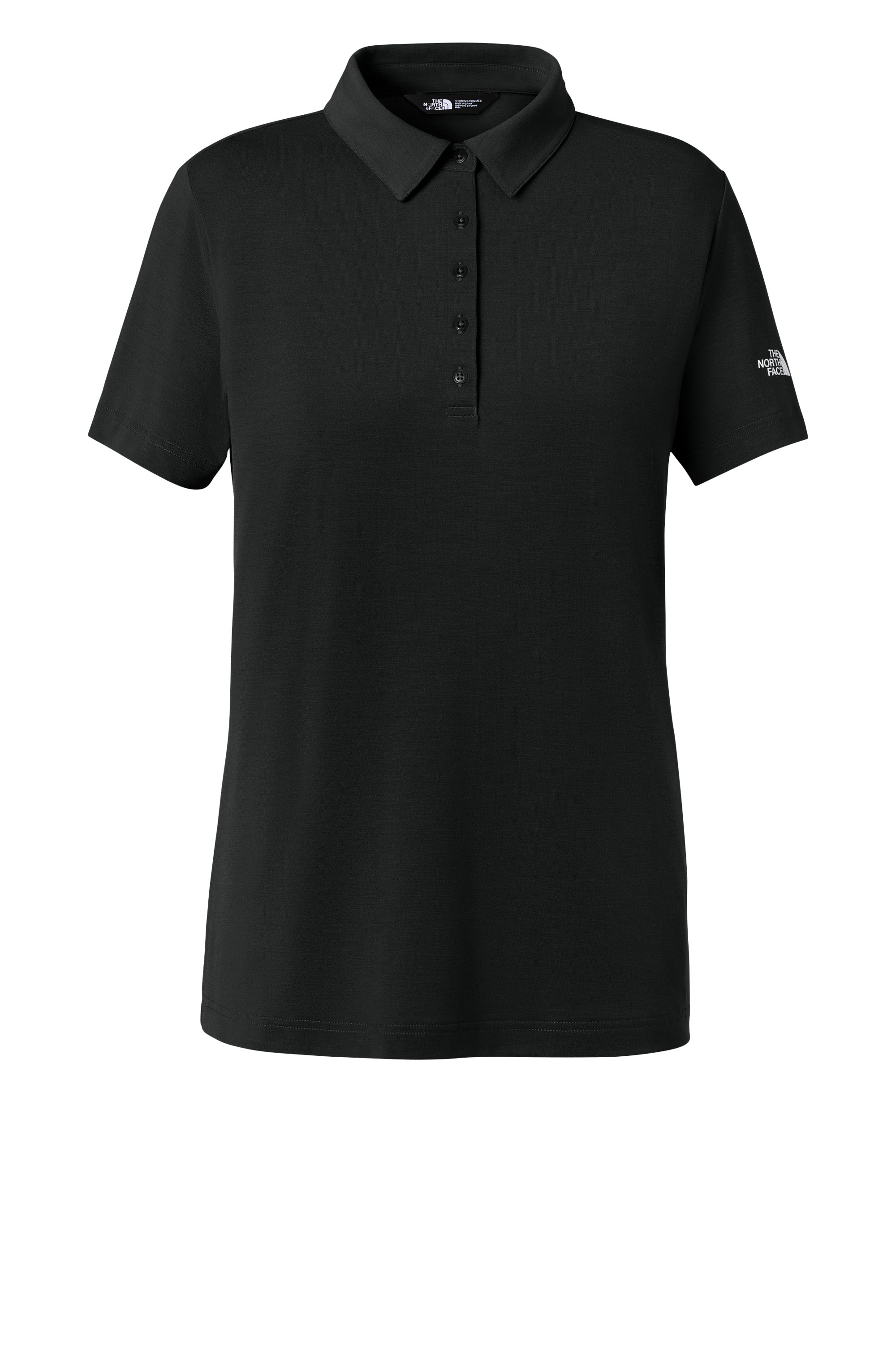 The North Face NF0A8GE1 Womens Canyon Crest Short Sleeve Polo Shirt Black Flat Front