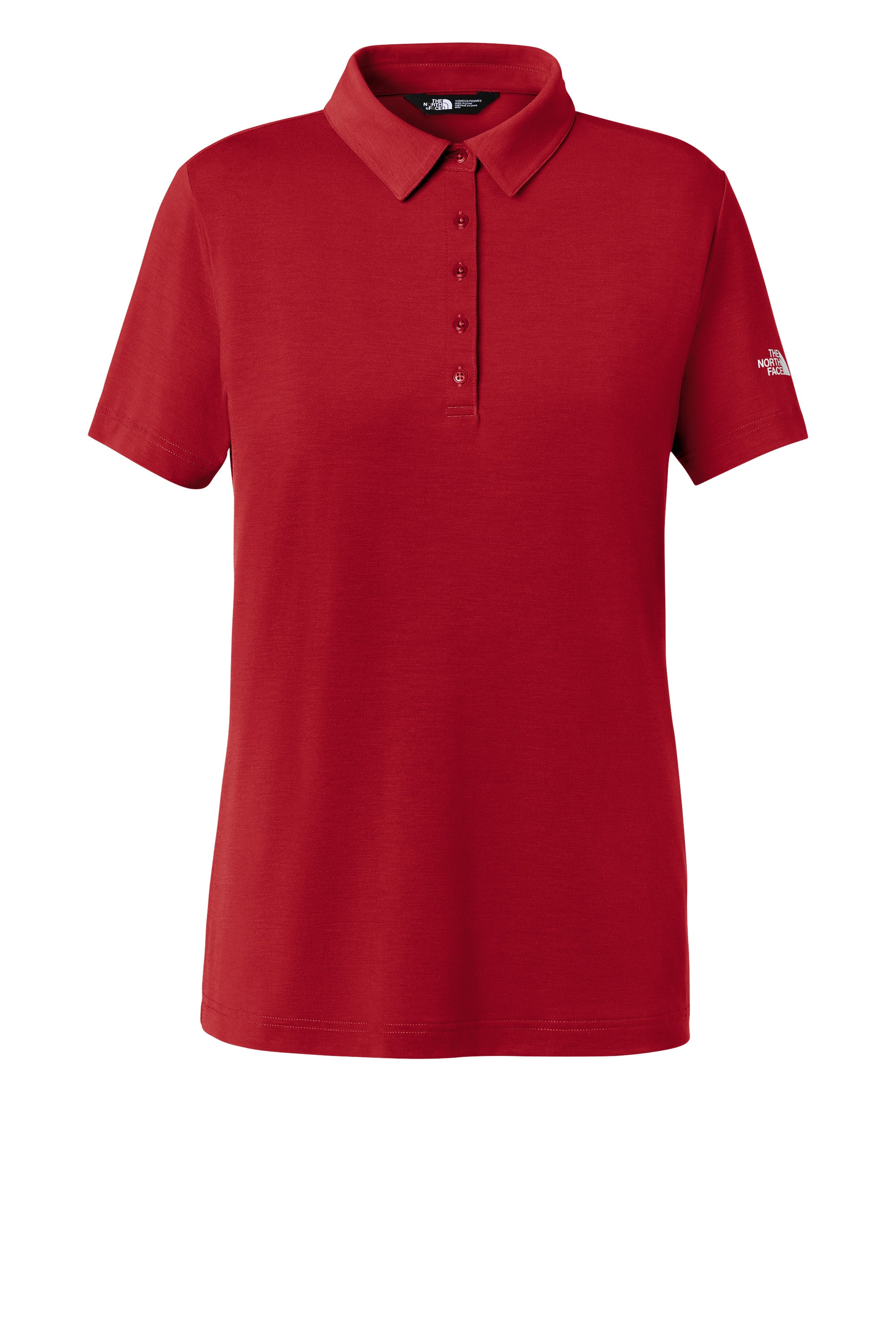 The North Face NF0A8GE1 Womens Canyon Crest Short Sleeve Polo Shirt Red Flat Front