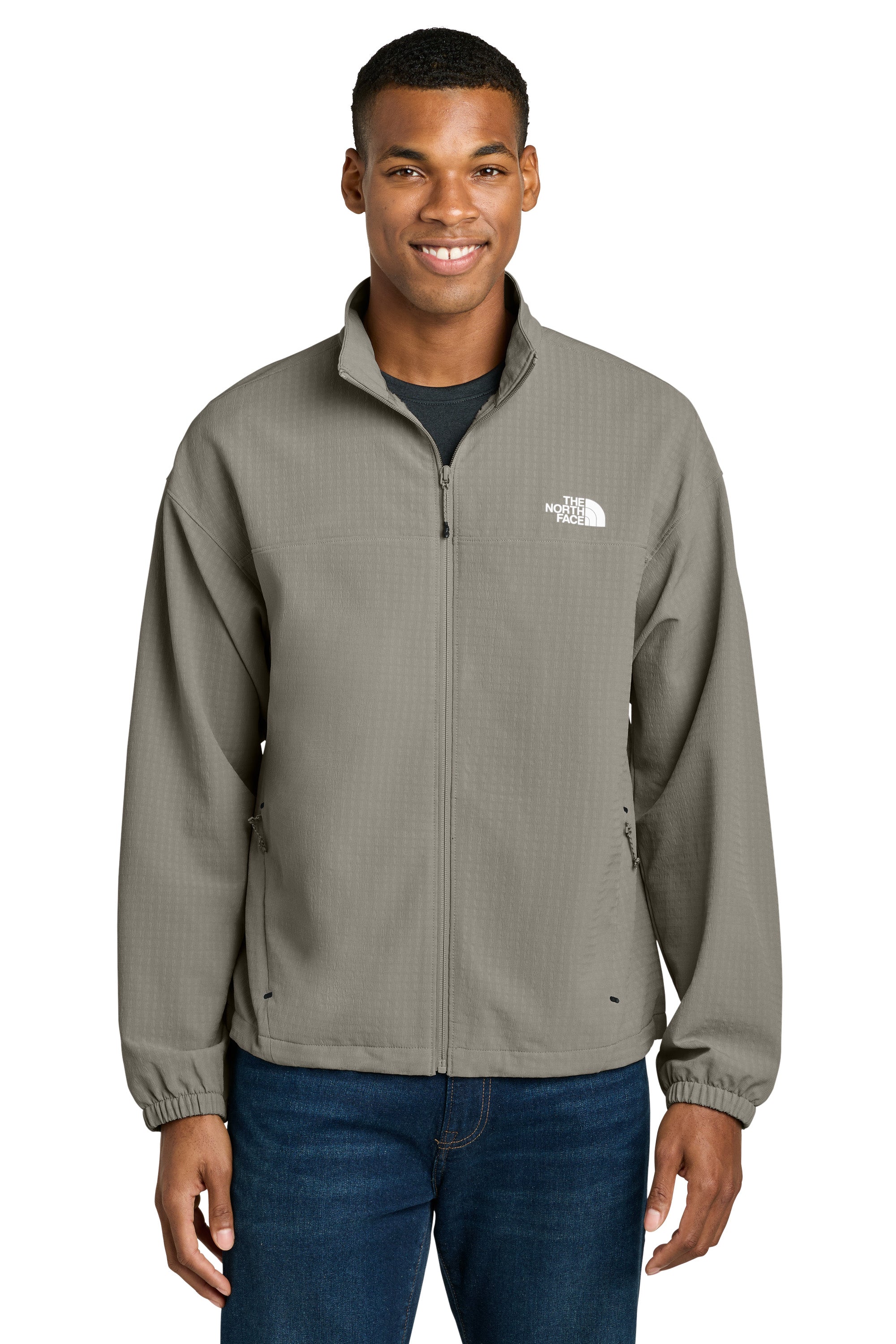 The North Face NF0A8GE2 Mens Mountain Horizon Full Zip Jacket Stone Slab Grey Model Front