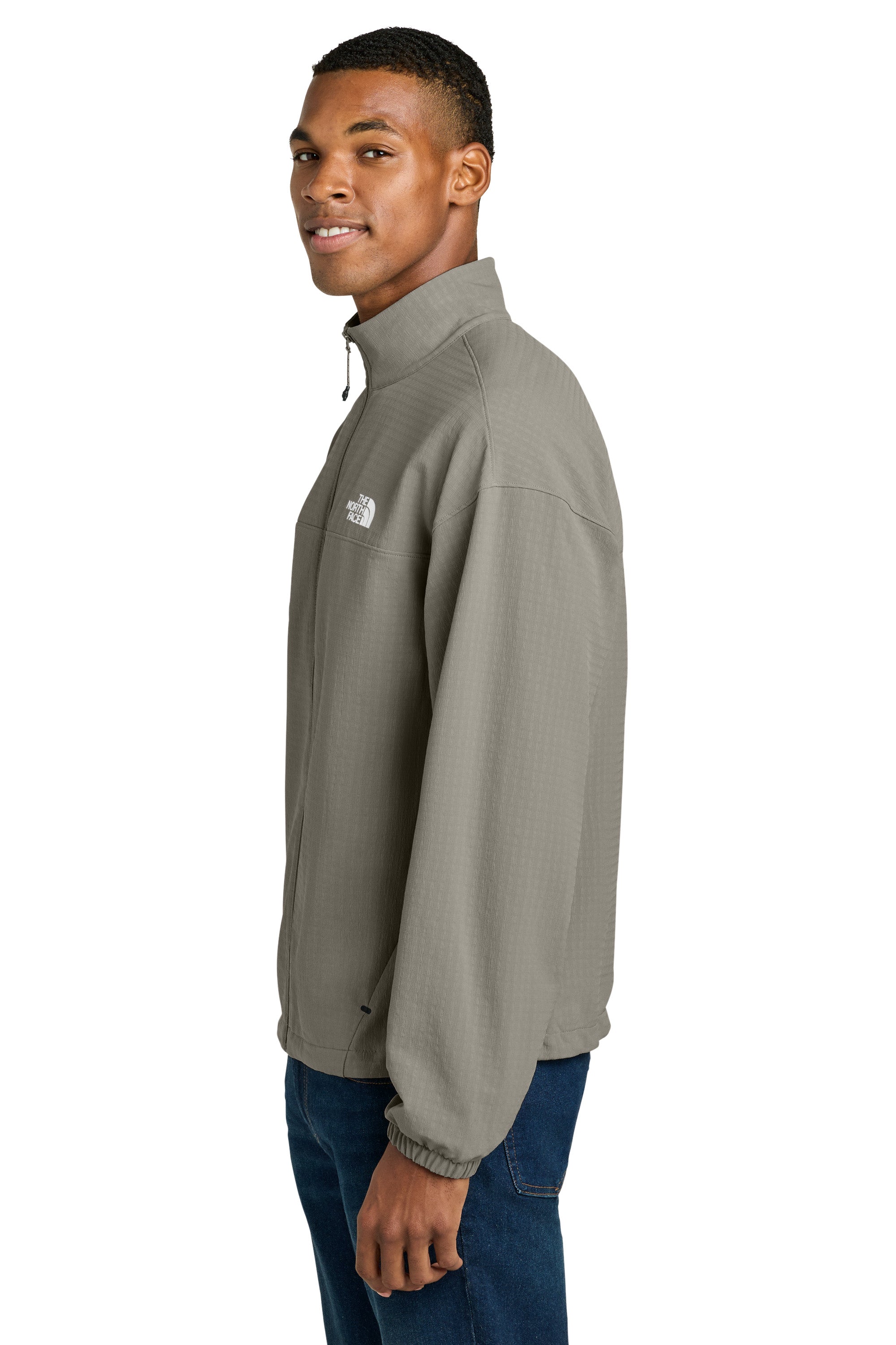 The North Face NF0A8GE2 Mens Mountain Horizon Full Zip Jacket Stone Slab Grey Model Side