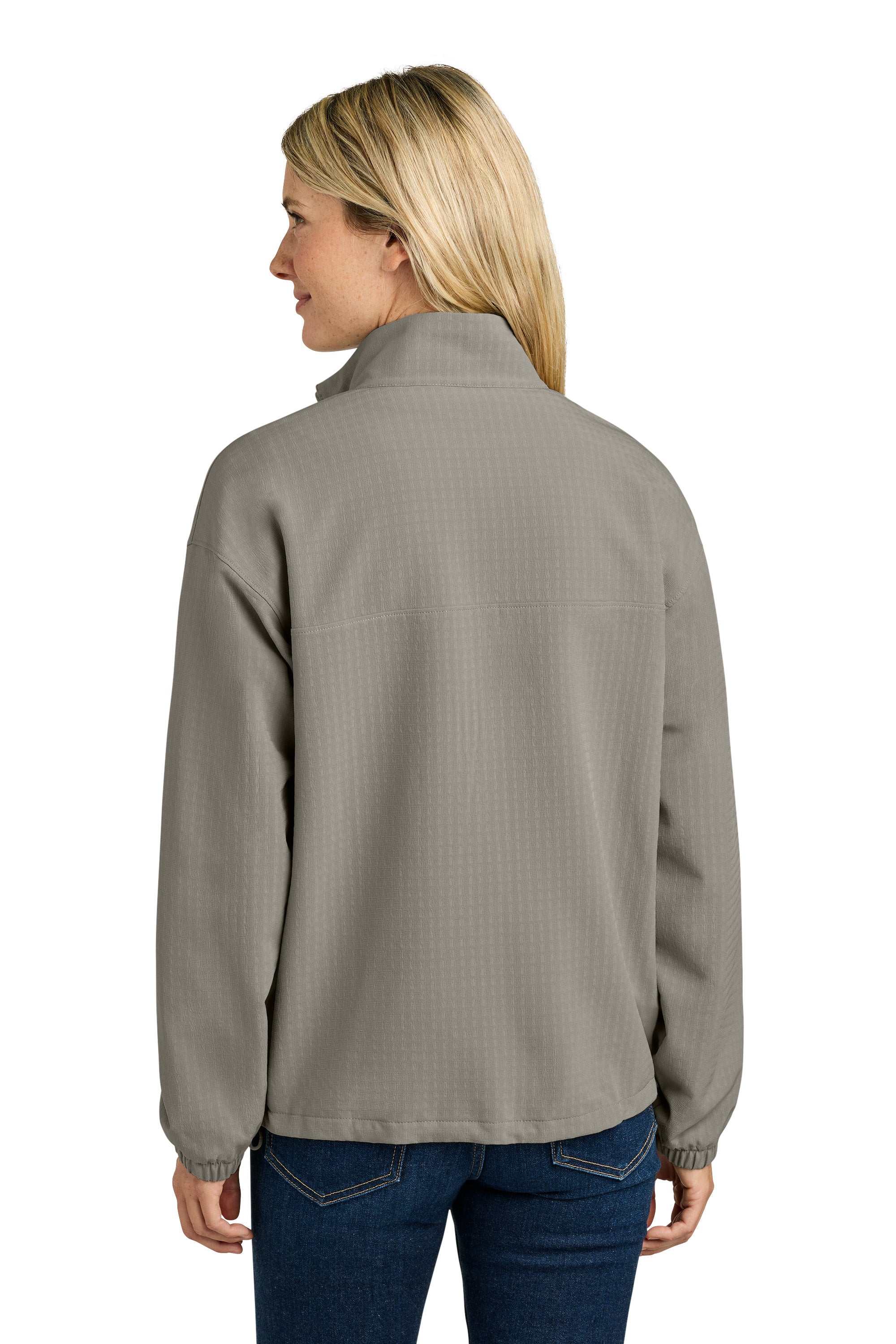 The North Face NF0A8GE3 Womens Mountain Horizon Full Zip Jacket Stone Slab Grey Model Back