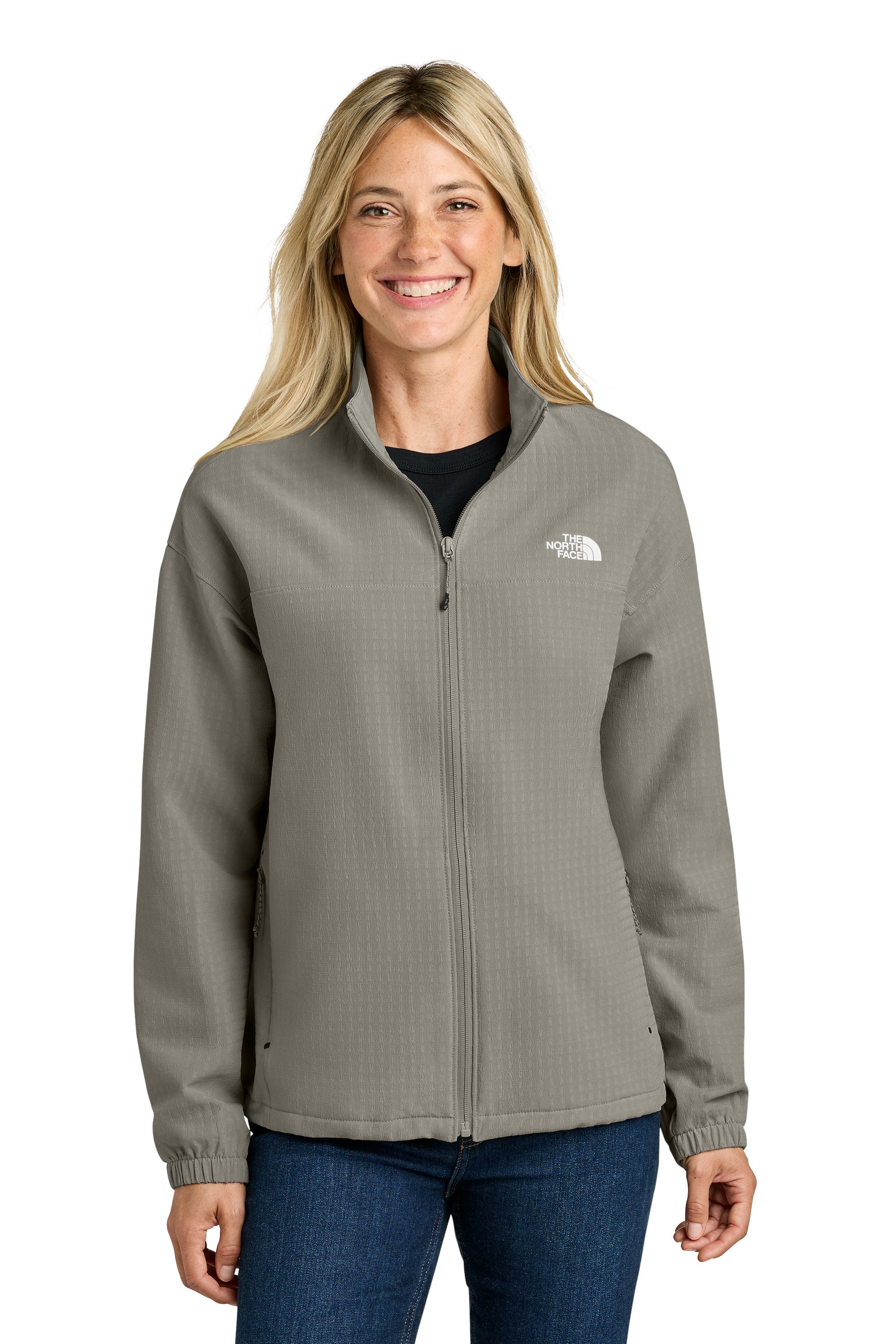 The North Face NF0A8GE3 Womens Mountain Horizon Full Zip Jacket Stone Slab Grey Model Front