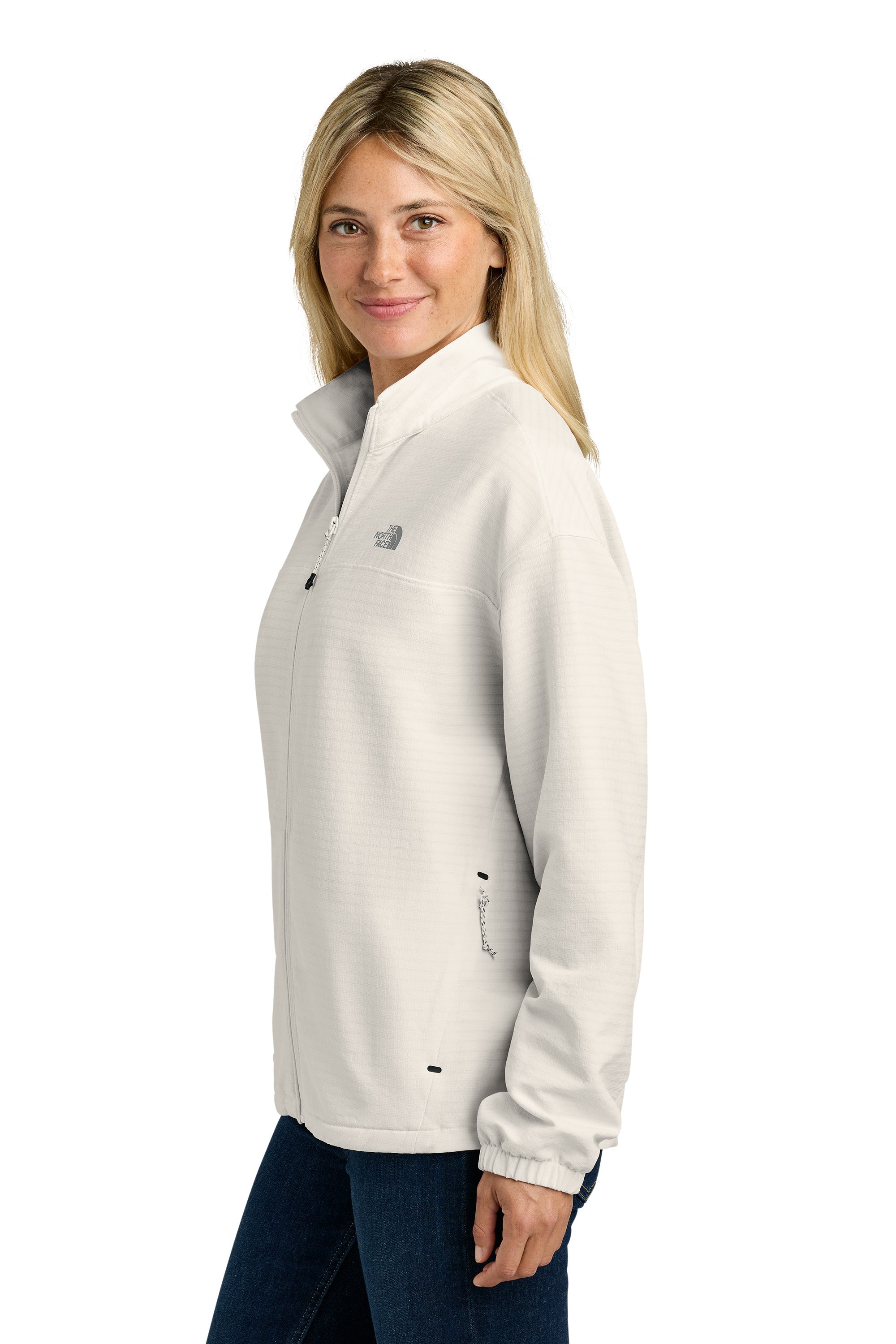The North Face NF0A8GE3 Womens Mountain Horizon Full Zip Jacket White Dune Model Side