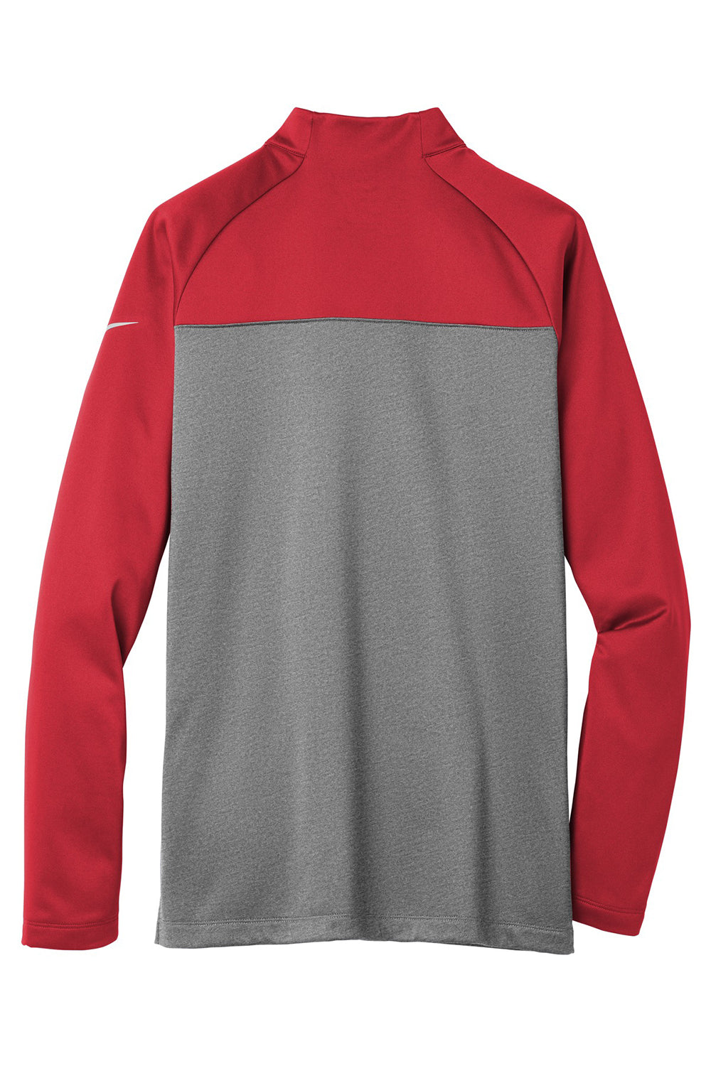 Nike NKAH6254 Mens Therma-Fit Moisture Wicking Fleece 1/4 Zip Sweatshirt Gym Red/Heather Grey Flat Back