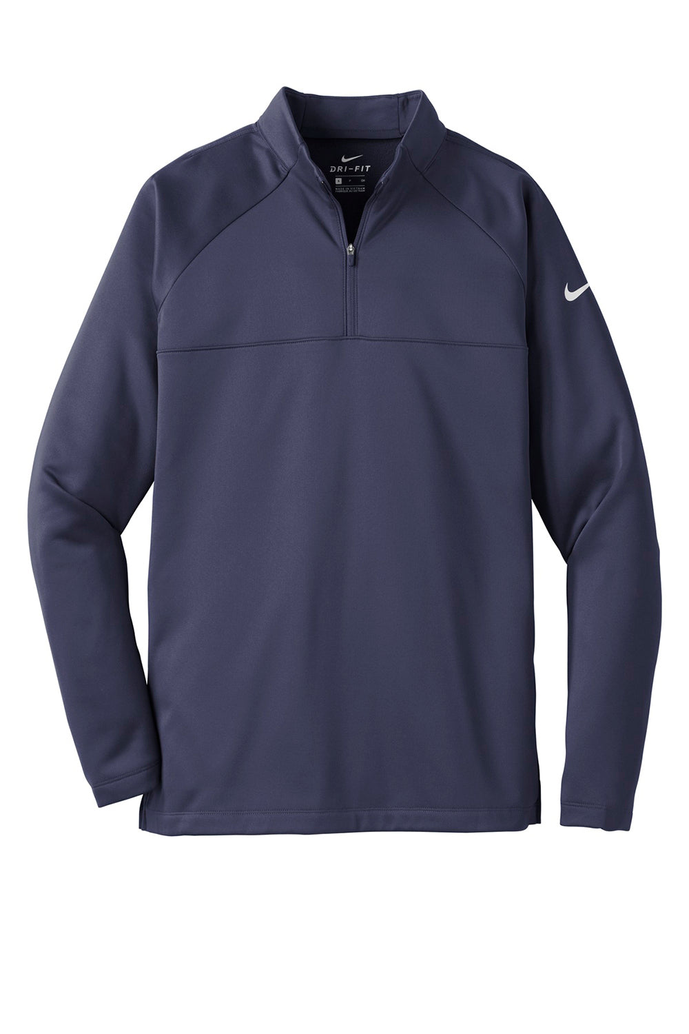 Nike NKAH6254 Mens Therma-Fit Moisture Wicking Fleece 1/4 Zip Sweatshirt Midnight Navy Blue Flat Front