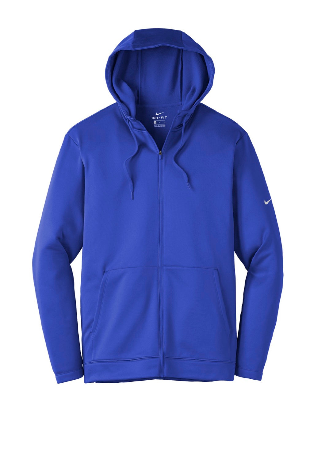 Nike NKAH6259 Mens Therma-Fit Moisture Wicking Fleece Full Zip Hooded Sweatshirt Hoodie w/ Pockets Game Royal Blue Flat Front