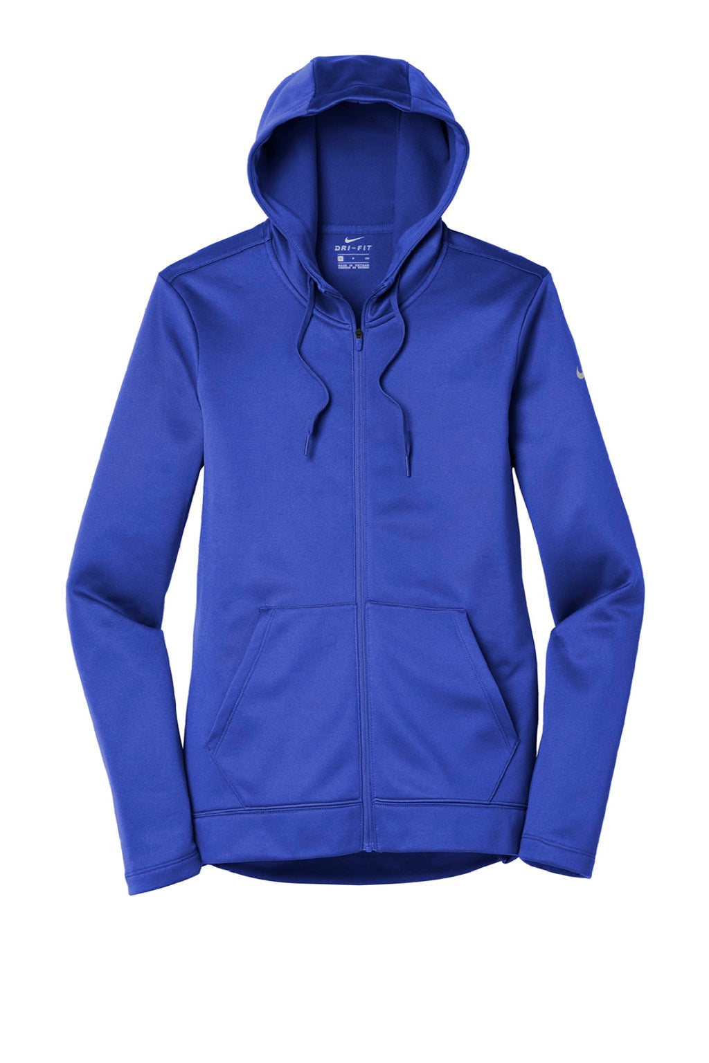 Nike NKAH6264 Womens Therma-Fit Moisture Wicking Fleece Full Zip Hooded Sweatshirt Hoodie w/ Pockets Game Royal Blue Flat Front