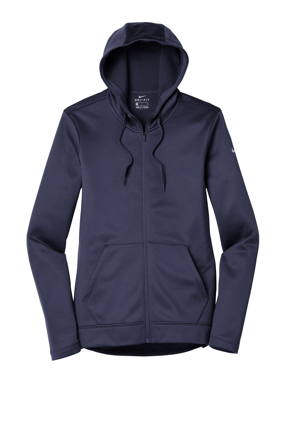 Nike NKAH6264 Womens Therma-Fit Moisture Wicking Fleece Full Zip Hooded Sweatshirt Hoodie Midnight Navy Blue Flat Front