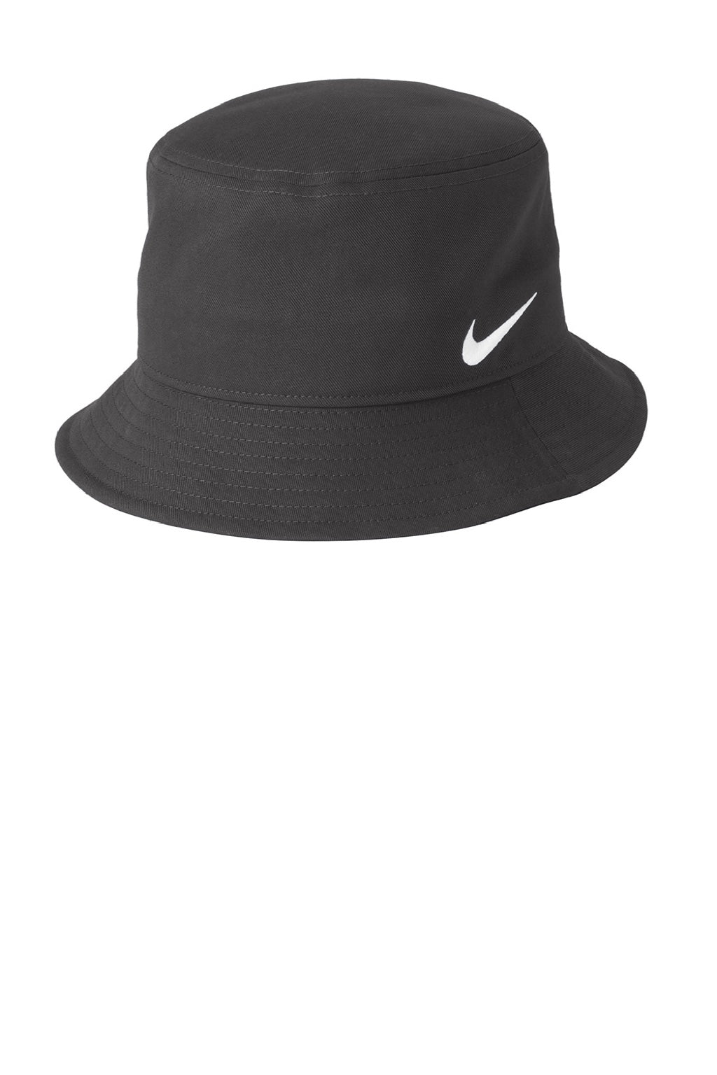 Nike Hats NKBFN6319 Mens Swoosh Bucket Hat Anthracite Grey Flat Front