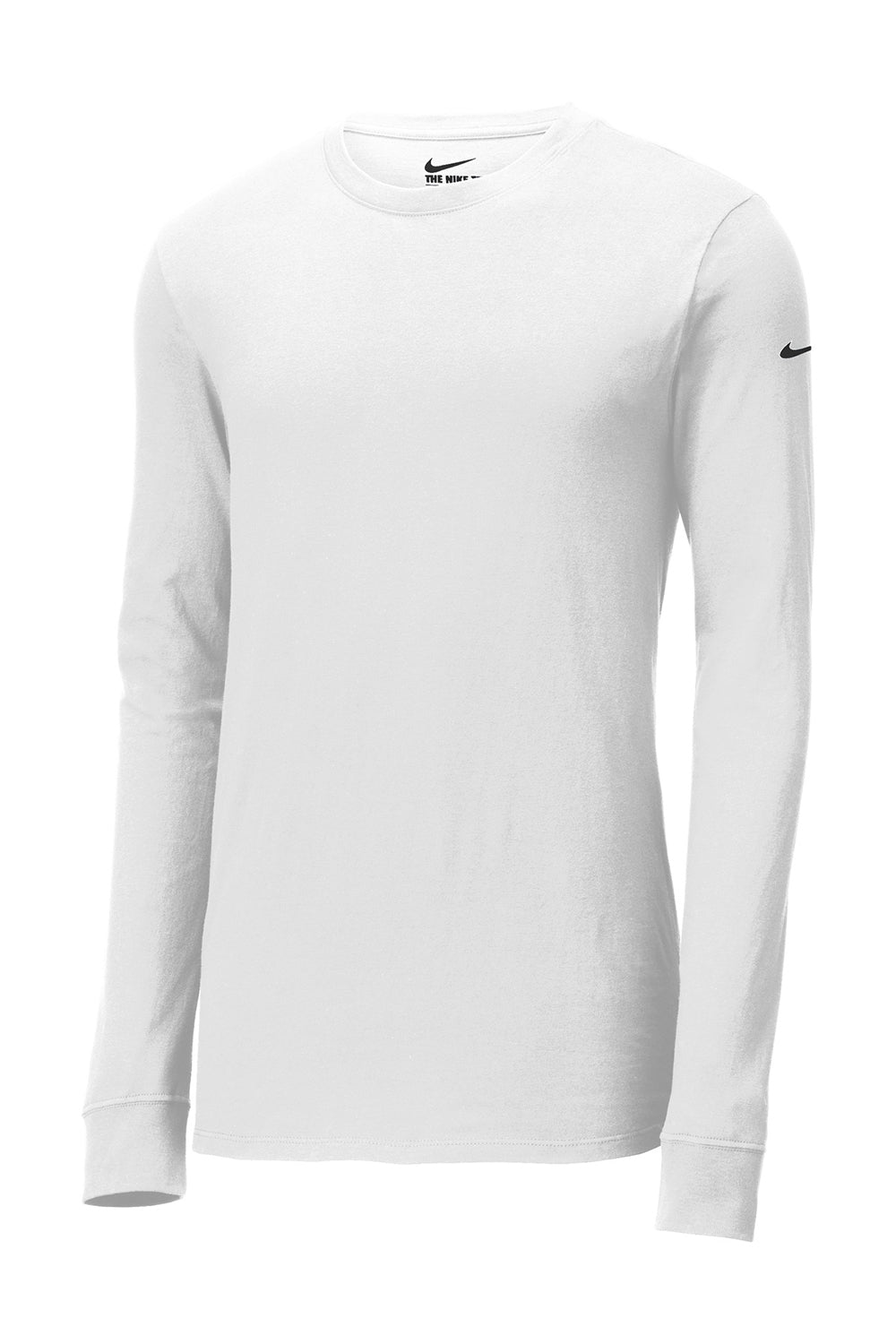 Nike NKBQ5230 Mens Dri-Fit Moisture Wicking Long Sleeve Crewneck T-Shirt White Flat Front