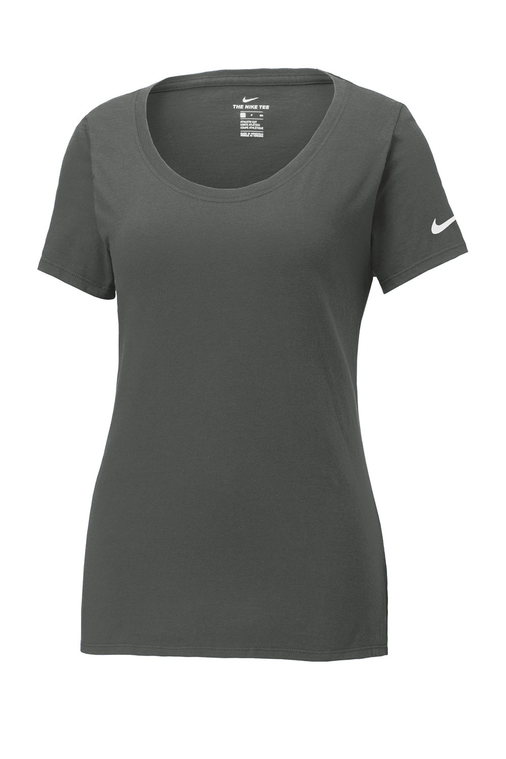 Nike NKBQ5234 Womens Dri-Fit Moisture Wicking Short Sleeve Scoop Neck T-Shirt Anthracite Grey Flat Front