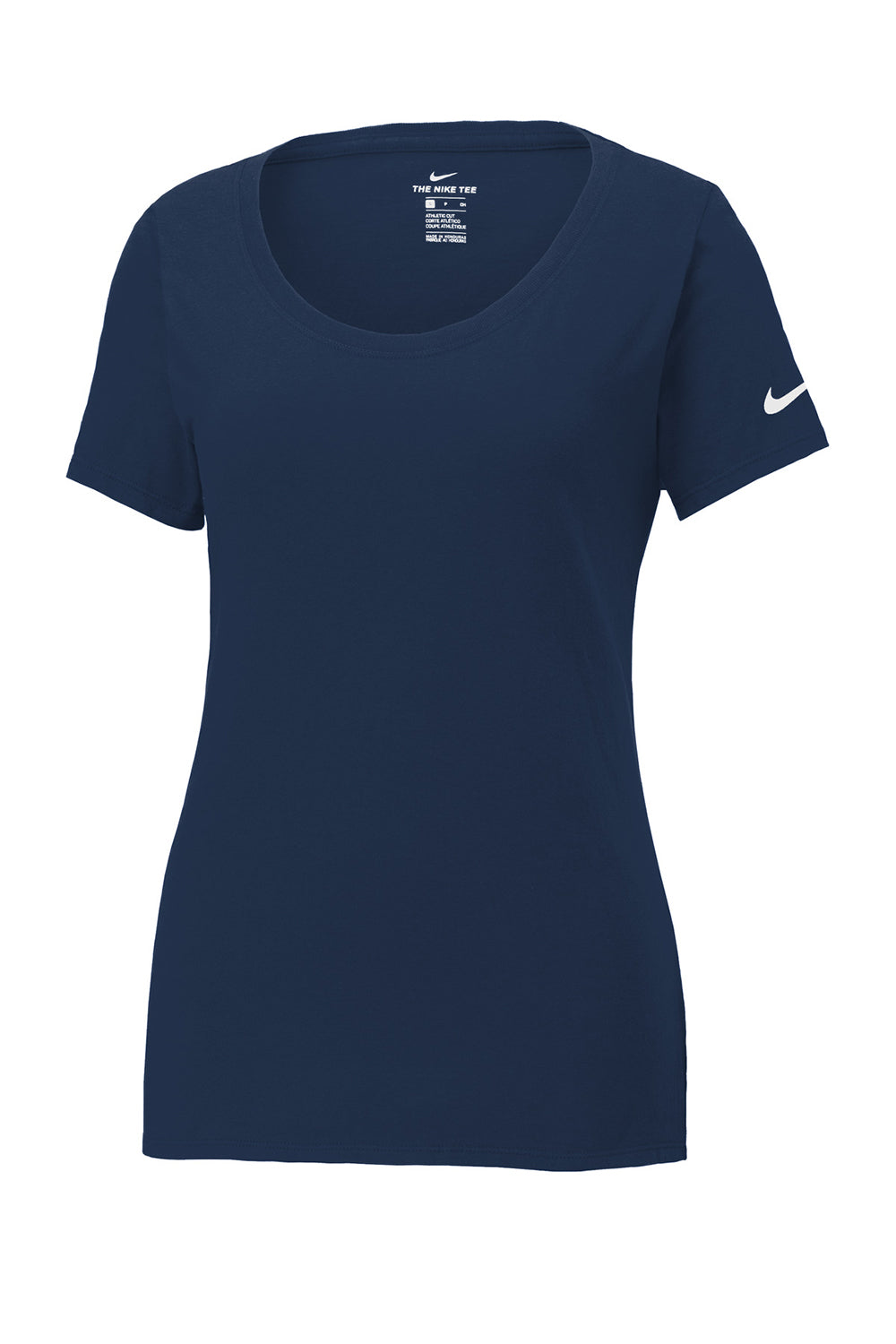Nike NKBQ5234 Womens Dri-Fit Moisture Wicking Short Sleeve Scoop Neck T-Shirt College Navy Blue Flat Front