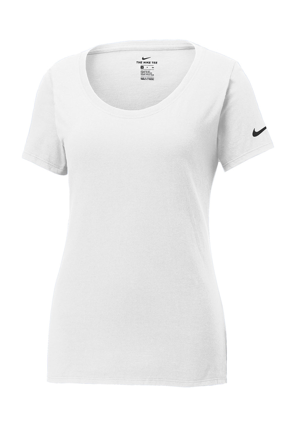 Nike NKBQ5234 Womens Dri-Fit Moisture Wicking Short Sleeve Scoop Neck T-Shirt White Flat Front