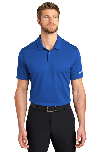 Nike NKBV6042 Mens Essential Dri-Fit Moisture Wicking Short Sleeve Polo Shirt Game Royal Blue Model Front