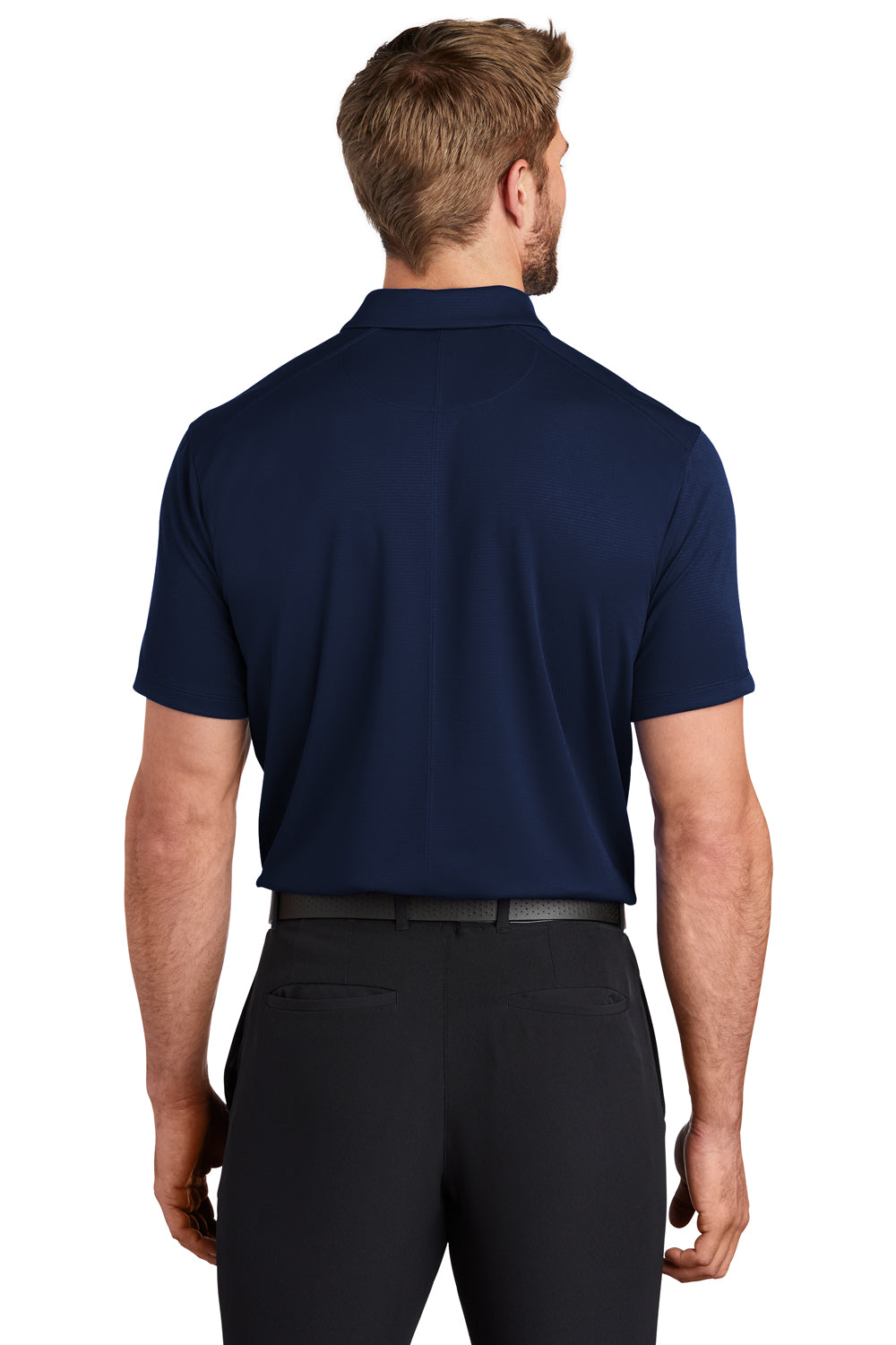 Nike NKBV6042 Mens Essential Dri-Fit Moisture Wicking Short Sleeve Polo Shirt Midnight Navy Blue Model Back