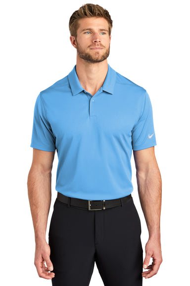 Nike NKBV6042 Mens Essential Dri-Fit Moisture Wicking Short Sleeve Polo Shirt University Blue Model Front
