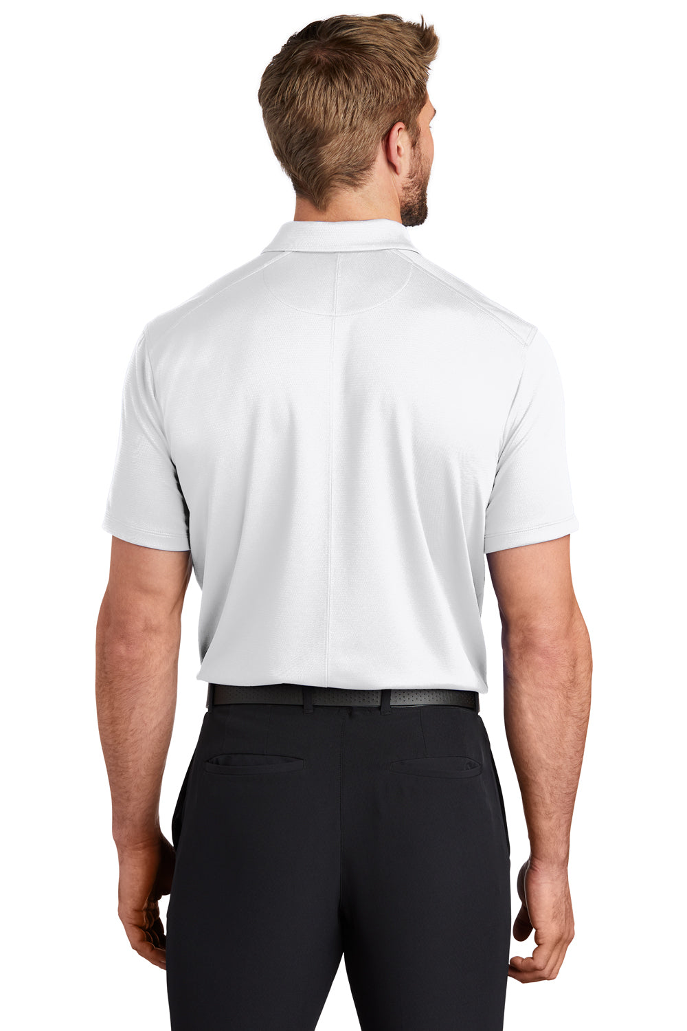 Nike NKBV6042 Mens Essential Dri-Fit Moisture Wicking Short Sleeve Polo Shirt White Model Back