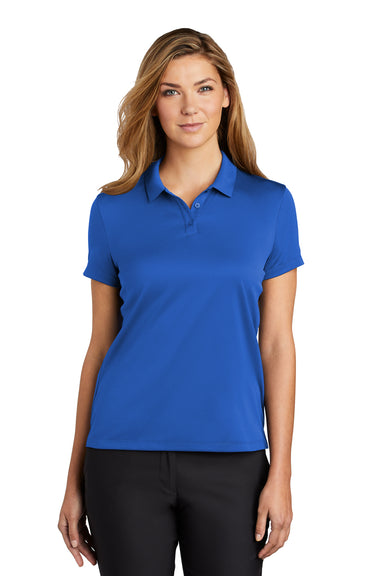 Nike NKBV6043 Womens Essential Dri-Fit Moisture Wicking Short Sleeve Polo Shirt Game Royal Blue Model Front