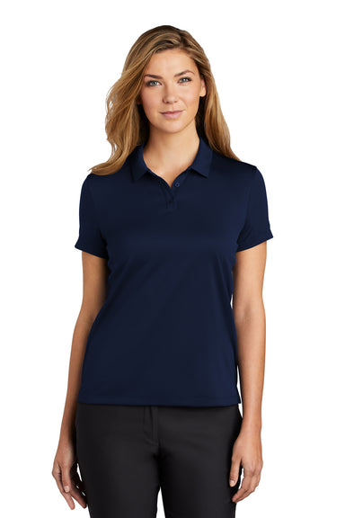 Nike NKBV6043 Womens Essential Dri-Fit Moisture Wicking Short Sleeve Polo Shirt Midnight Navy Blue Model Front