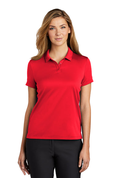 Nike NKBV6043 Womens Essential Dri-Fit Moisture Wicking Short Sleeve Polo Shirt University Red Model Front