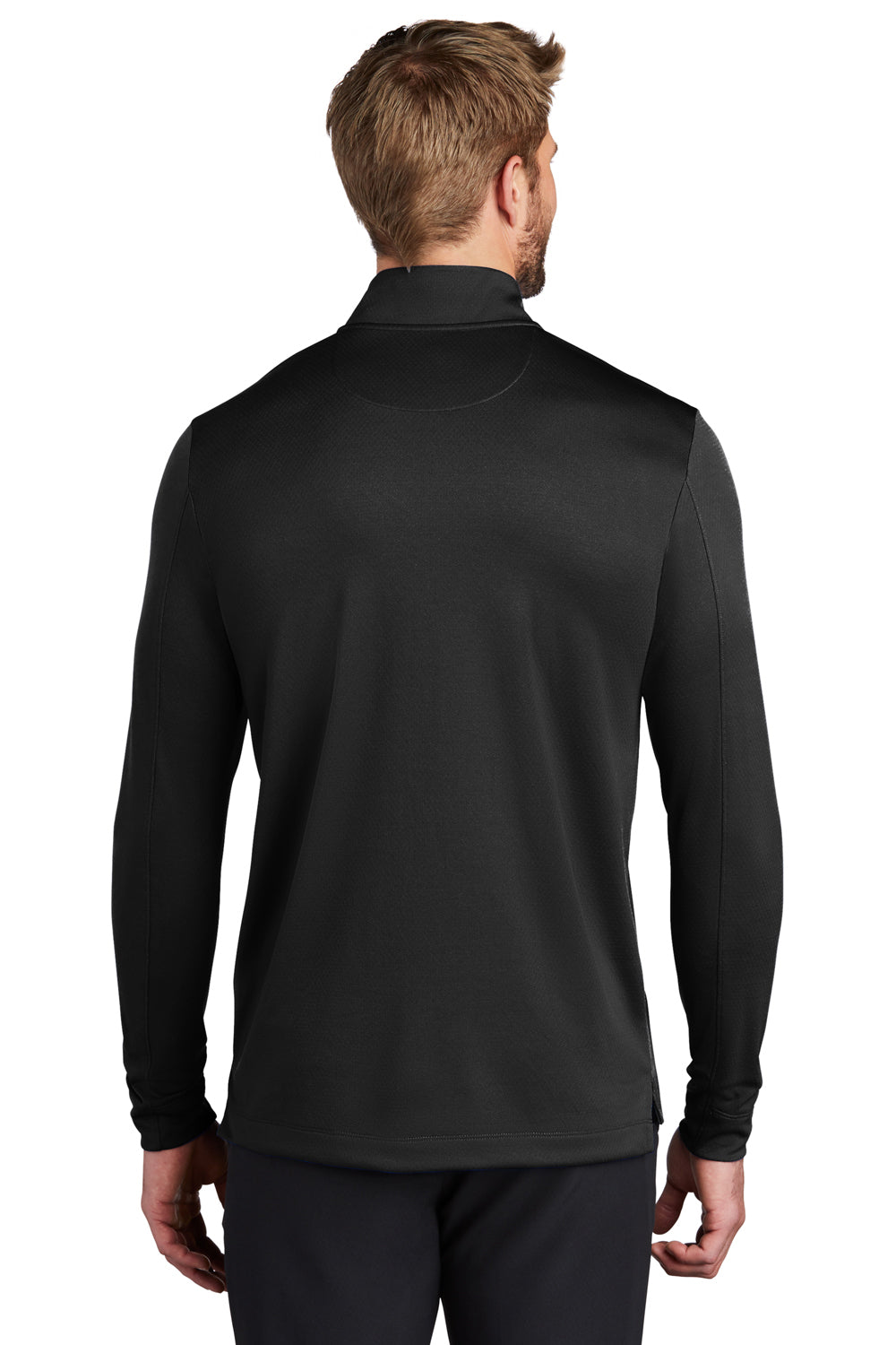Nike NKBV6044 Mens Dri-Fit Moisture Wicking 1/4 Zip Sweatshirt Black Model Back