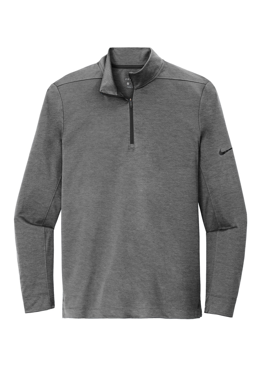 Nike NKBV6044 Mens Dri-Fit Moisture Wicking 1/4 Zip Sweatshirt Heather Black Flat Front